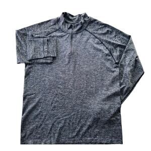 Fabletics Mens Training Day Quarter Zip Grey Black Pullover Size XXL Long Sleeve